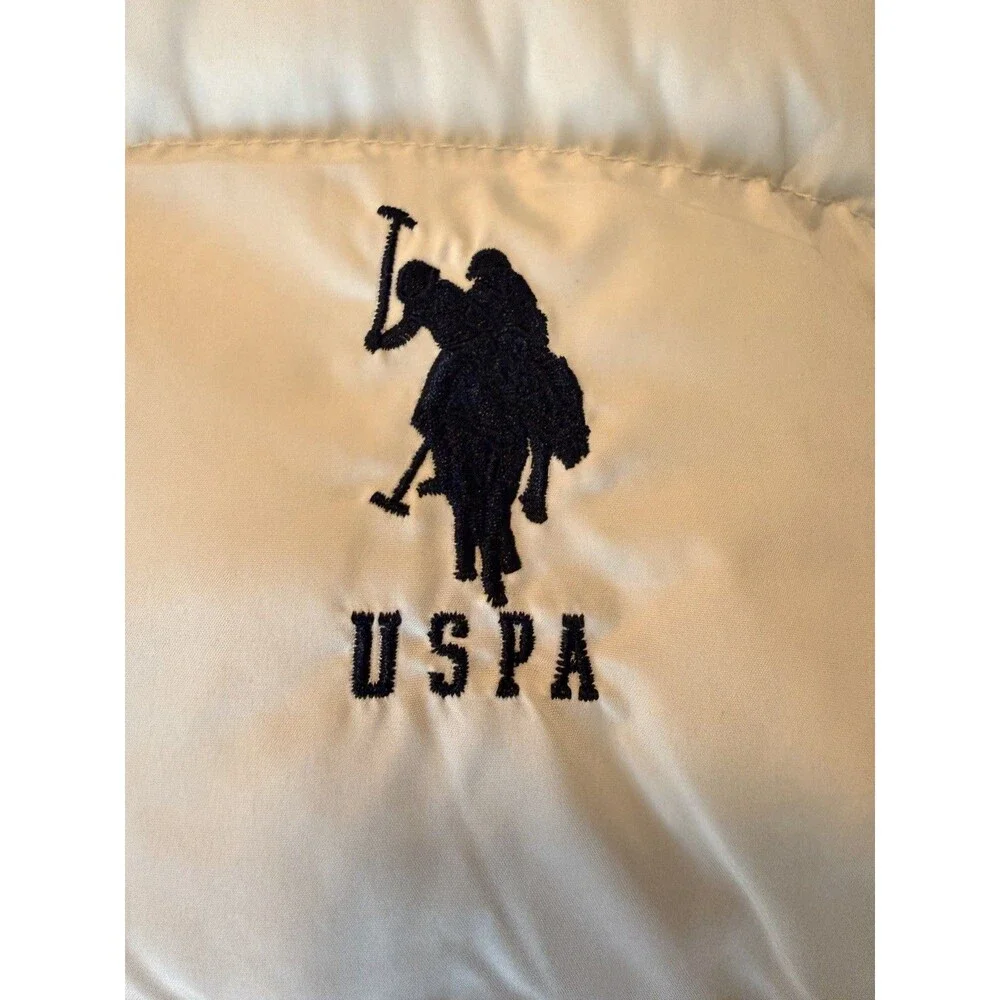 NWT U.S. Polo Assn. Men’s L Off White Puffer Vest Quilted Full Zip 105601Q8